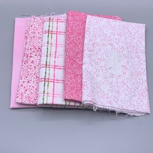 Shades of Pink Fabric Curlie Hearts Confetti Pretty Plaid Pink Sky 3 1/2 yards